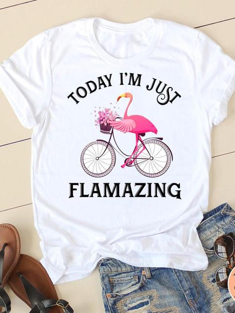 Short Sleeve Watercolor Flamingo Beach Ladies Summer Graphic Tee T shirts Casual Clothing Women Fashion Female 2.jpg 640x640 2 - Flim Flam Merch